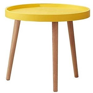 Exquise CS-Qing-Desk houten pallettafel, kleine ronde tafel voor thuis, meerdere kleuren woonkamer bank bijzettafel appartement balkon vrije tijd salontafel (afmetingen: 60 * 60 * 49CM, kleur: F)