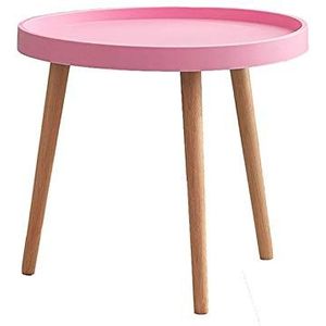 Exquise CS-Qing-Desk houten pallettafel, thuis kleine ronde tafel meerdere kleuren woonkamer bank bijzettafel appartement balkon vrije tijd salontafel (afmetingen: 60 * 60 * 49CM, kleur: E)