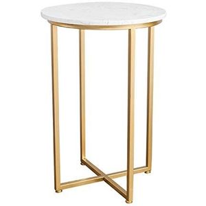 Prachtige CS-Qing-Desk marmeren ronde bijzettafel, gouden metalen frame banktafel slaapkamer kantoor café hoektafel balkon decoratieve salontafel (afmetingen: 40 * 40 * 60CM, kleur: A)