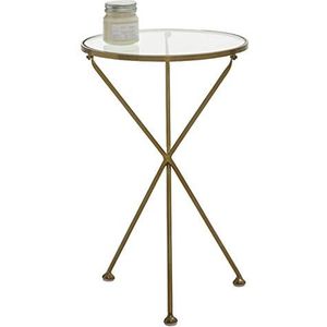 Prachtige CS-Qing-Desk glazen ronde bijzettafel, gouden metalen frame banktafel balkon woonkamer slaapkamer nachtkastje decoratieve salontafel (afmetingen: 40 * 40 * 62CM, kleur: goud)
