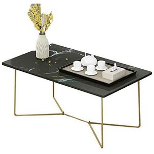Exquise CS-Qing-Desk Home Receptie, Houtfineer Gouden Smeedijzeren Frame Sofa Tafel Kantoor Appartement Woonkamer Midden Salontafel (Afmetingen: 80 * 42 * 48CM, Kleur: Zwart)