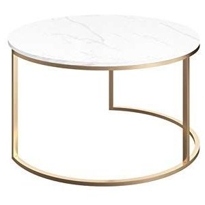 Prachtige CS-Qing-Desk marmeren ronde bijzettafel, enkellaags banktafel kantoor ontvangstruimte receptie balkon vrije tijd salontafel (afmetingen: 60 * 60 * 45CM, kleur: A)