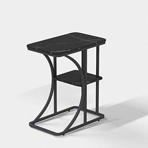 Exquise CS-Qing-Desk marmeren banktafel, dubbellaags metalen frame rechthoekige bijzettafel thuiskantoor café-bartafel vrije tijd salontafel (afmetingen: 50 * 30 * 60CM, kleur: C)