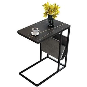 Exquise CS-Qing-Desk marmeren banktafel, metalen frame thuiskantoor bureau tijdschriftentafel kantoor slaapkamer ontspanningsruimte decoratieve salontafel (afmetingen: 51 * 31 * 64CM, kleur: D)