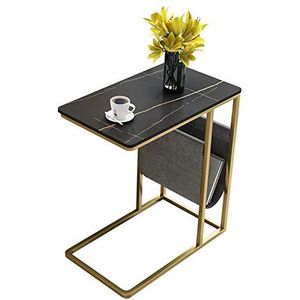 Prachtige CS-Qing-Desk marmeren banktafel, metalen frame thuiskantoor bureau tijdschriftentafel kantoor slaapkamer ontspanningsruimte decoratieve salontafel (afmetingen: 51 * 31 * 64CM, kleur: H)