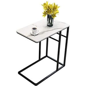 Prachtige CS-Qing-Desk marmeren banktafel, metalen frame thuiskantoor bureau tijdschriftentafel kantoor slaapkamer ontspanningsruimte decoratieve salontafel (afmetingen: 51 * 31 * 64CM, kleur: A)