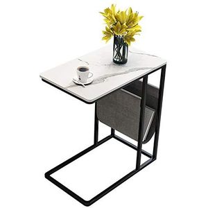 Prachtige CS-Qing-Desk marmeren banktafel, metalen frame thuiskantoor bureau tijdschriftentafel kantoor slaapkamer ontspanningsruimte decoratieve salontafel (afmetingen: 51 * 31 * 64CM, kleur: B)