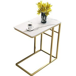 Prachtige CS-Qing-Desk marmeren banktafel, metalen frame thuiskantoor bureau tijdschriftentafel kantoor slaapkamer ontspanningsruimte decoratieve salontafel (afmetingen: 51 * 31 * 64CM, kleur: E)