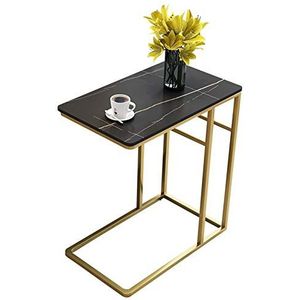 Prachtige CS-Qing-Desk marmeren banktafel, metalen frame thuiskantoor bureau tijdschriftentafel kantoor slaapkamer ontspanningsruimte decoratieve salontafel (afmetingen: 51 * 31 * 64CM, kleur: G)