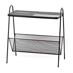 Prachtige CS-Qing-Desk 2-laags metalen tijdschriftenrek, multifunctioneel met opbergrek, banktafel, woonkamer, slaapkamer, salon, salontafel (afmetingen: 54,5 * 33 * 59 cm, kleur: zwart)