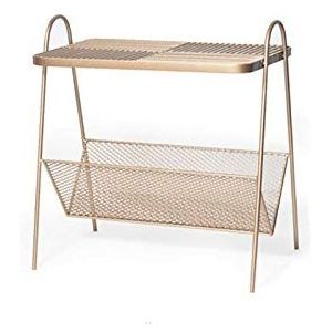 Prachtige CS-Qing-Desk 2-laags metalen tijdschriftenrek, multifunctioneel met opbergrek, banktafel, woonkamer, slaapkamer, salon, salontafel (afmetingen: 54,5 * 33 * 59 cm, kleur: goud)