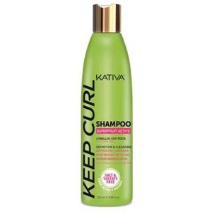 Kativa Keep Curl Haarshampoo met natuurlijke of permanente krullen, 250 ml, krullend haar, definitie en reiniging, shampoo zonder sulfaten en parabenen, kiwi en sinaasappelsap