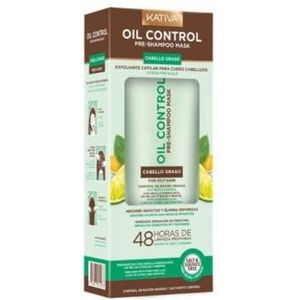 Kativa Oil Control voorshampoo voor glad haar, 200 ml, vetwortelcontrole, 48 uur dieptereiniging, sulfaatvrije shampoo, reinigende klei en een mengsel van citrusvruchten