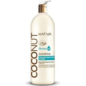 Kativa Coconut Shampoo 550 ml | Shampoo zonder sulfaten en parabenen | Reconstructie, glans en hydratatie | Zeer beschadigd, gevoelig en droog haar | Biologische kokosolie