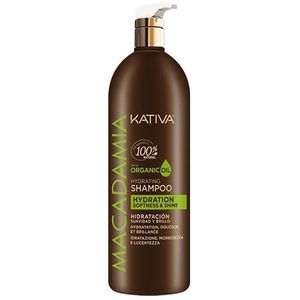 Kativa Macadamia Voedende shampoo, 550 ml, hydratatie, zachtheid en glans, droog en gedehydrateerd haar, shampoo zonder sulfaten en parabenen, Omega 3 en 6 en vitamine D