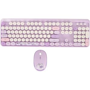 Draadloze toetsenbord- en Muiscombinatie, Plug-and-play Mooi USB-toetsenbord en Muis voor Familie (PURPLE)