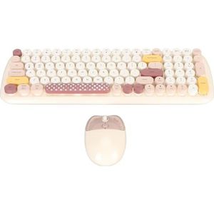 Leuke Toetsenbordmuis, Verwijderbare Keycap Ergonomisch Toetsenbord en Muis, Volledig Draadloos, voor 8 2000 (Beige)