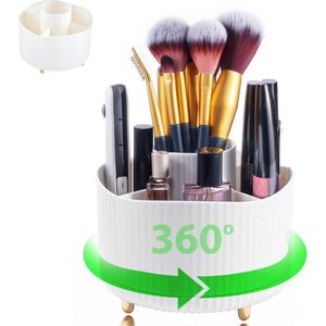 Make-up organizer, make-uptafel, cosmetica-organizer, 360 graden, voor lippenstift, oogschaduwkwast, mascara, eyeliner, haarborstel, 5 vakken, make-uptafel, accessoires, make-up-organizer voor