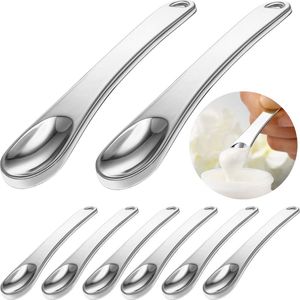 8 stuks maskerspatels metalen make-up spatel applicator cosmetische spatel mini beauty scoop gezichtscrème maskerlepel voor mengen en monsteren (zilver)