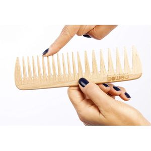 Haarkam van inheems beukenhout, 18 cm, grof/gemiddelde tanding