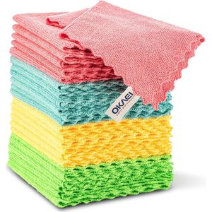 Microvezeldoeken, 24 stuks, reinigingsdoeken, allesdoeken, pluisvrij, streepvrij, randloos dankzij ultrasone snede, zacht, zeer absorberend, voor thuis, badkamer, auto, keuken, 30 x 30 cm,