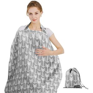 Voedingssjaal Voedingsdoek Katoen Voedingsschort Multifunctionele Borstvoeding Cover voor Onderweg Bescherming Bescherming Borstvoeding Cover Doek bij Borstvoeding 100x65 cm Grijs