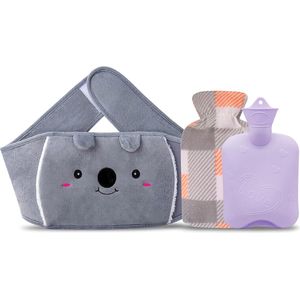 Heetwaterkruikriem Koala Heetwaterkruikrubber met zachte taillehoes, warmwaterkruik voor nek en schouder, rug, benen, tailleverwarming (paars)
