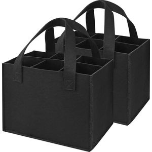 2 stuks flessentas met 6 vakken, wasbare flessenhouder, flessentas, vilt, flessentas, herbruikbare mannenhandtas, flessentas, vilten tas, wijnflestas voor picknicks en feestjes, grijs, koffer