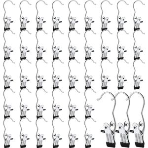 Set van 40 stuks washaakjes, antislip klemhaken, schoenophanging, metalen klemmen, 360 graden draaibaar, washaken, roestvrij staal, washaken voor broeken, schoenen, handdoeken, sjaals, mutsen