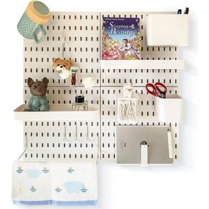 Combinatieset en 13 accessoires (plankhaakbeugels containers) zonder ponsen voor garage keuken woonkamer badkamer kantoor 22x22 inch muurorganizer