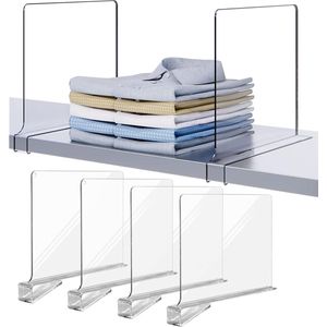 4 stuks acryl kledingkast, plankverdelers, multifunctionele plankverdelers, scheidingswandrek, organizer voor kledingkasten, kasten, boekenrekken (4 stuks)