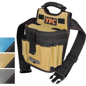 Gereedschapstas XXL – professionele gereedschapsriem, grote werkriem, waterdichte gereedschapstas met lussen, scheurbestendig, draaggreep, 11 vakken, zand-zwart, 29 x 20 x 13 cm, 5 kg