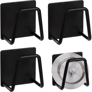 Sponshouder roestvrij staal keukenspoelbak houder zelfklevende potdekselhouder plakhaak wastafel voor sponsborstel spoelborstel keuken kledinghaak 4 stuks zwart