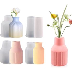 Set van 4 siliconen vazen, vazen gietvormen, epoxyhars mallen vaas, bloemenvaas siliconen mallen, doe-het-zelf bloemenvazen, siliconen mallen, gietmallen voor het maken van bloemenvazen en huisdecoratie