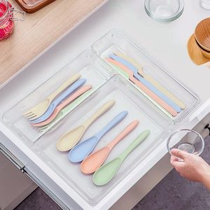 18 stuks kunststof opbergdozen voor kantoor, make-up-organizer, laden, opbergsysteem, doorzichtige ladeinzet voor bureau, keuken, badkamer