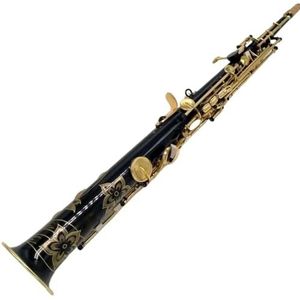 saxofoon kit Japan Treble Saxofoon B-Flat Recht Zwart Goud Gelakte Body Muziekinstrument Professioneel Met Case Accessoires (Color : 3/4)
