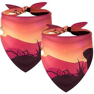 2 Packs Hond Bandana Lichtgewicht Ademend Verstelbare Vierkante Sjaal Voor Honden Katten Kleine Medium Grote Huisdier, Gerbil Silhouet Zonsondergang