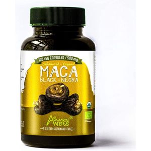 Amazon Andes - Organic Black Maca Capsules - Gegelatineerd - 100st - Vegan - Zwarte Maca Capsules - Hormoonbalans
