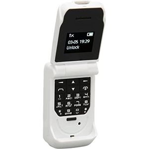Flip Mobiele Telefoon, 0,66 Inch 64x48 Kleine Klaptelefoon 32 MB 64 MB -scherm 300 MAh Batterij (Wit)