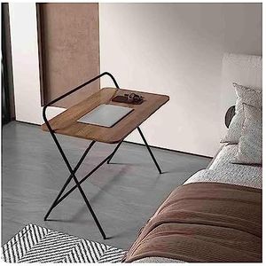 Bedtafel Overbedtafel Modern opklapbaar bovenbed Nachtkastje Massief houten bijzettafel Stalen frame Staand bureau Draagbaar hefbaar laptopbureau luxueus