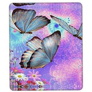 Bloemen kleurrijke vlinder vierkante gaming muismat - gestikte rand antislip rubberen basis muismat meerdere maten