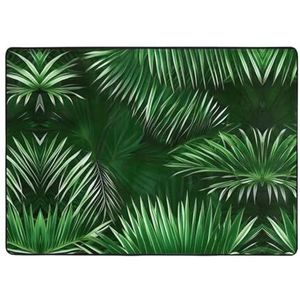 EdWal Groene bladeren van palmboom tropische planten print groot tapijt, flanellen mat, indoor vloer tapijt tapijt, voor nachtkastje eetkamer decor 203x148 cm