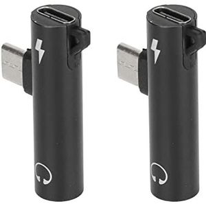 USB C Naar 3,5 Mm -adapter, Opladen Tijdens Het Luisteren USB C Hoofdtelefoonadapter Lichtgewicht Draagbaar voor Pc voor Telefoon voor Tablet (Zwart)