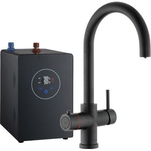 3in1 Multi -Tap Classic kokend water kraan C-uitloop- Mat Zwart met boiler