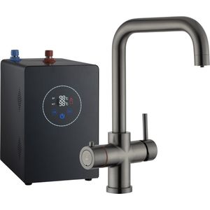 3in1 Multi -Tap Classic kokend water kraan L-uitloop- Gun Metal met boiler