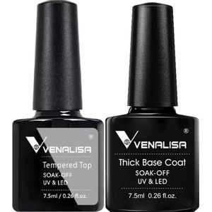 Venalisa Top en Base Coat UV Gellak Set - 15 ml (2x 7.5 ml) - Gellak Starterspakket - Gellak Top Coat - Gellak Base Coat - Gellak Set - Venalisa Gellak - Gellak Nagellak