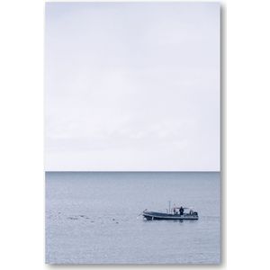 Baai met boot - Lanzarote - Foto op Plexiglas 40x60