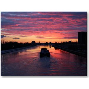 Schip in de ondergaande zon - Foto op Plexiglas 40x30