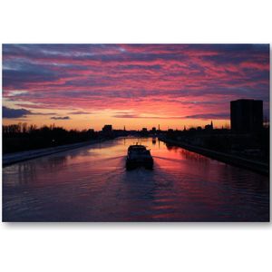 Schip in de ondergaande zon - Foto op Plexiglas 60x40