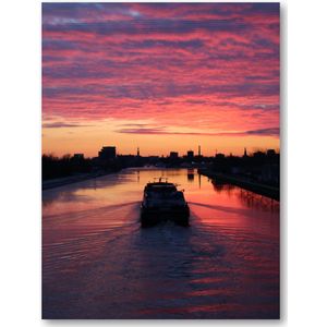 Schip in de ondergaande zon - Foto op Plexiglas 30x40
